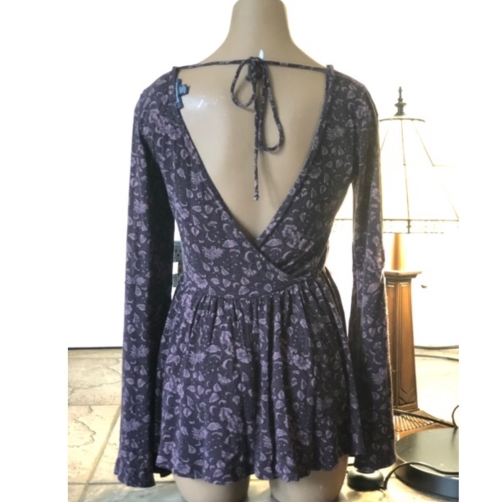 Purple, floral, long sleeve bell top